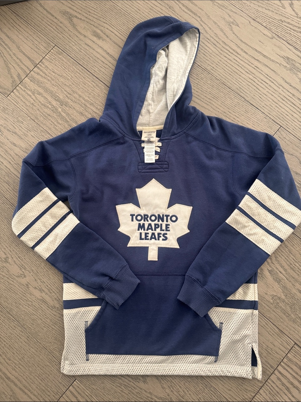 CCM Navy and White Toronto Maple Leafs Crewneck Hoodie - Men's